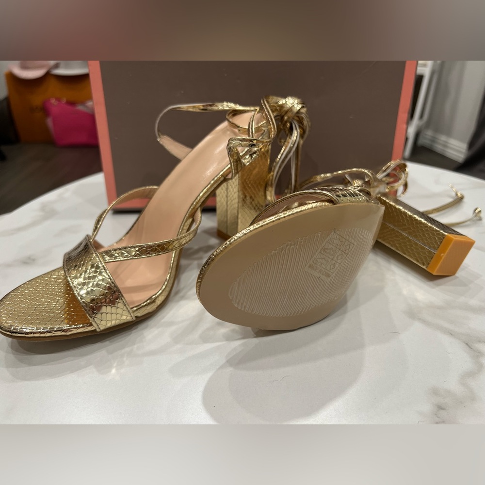 Gold Strappy Heels